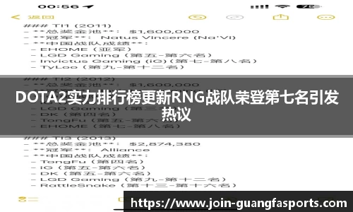 DOTA2实力排行榜更新RNG战队荣登第七名引发热议